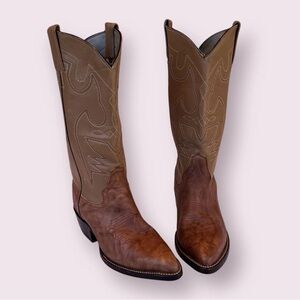 Vintage Brown Leather Cowboy Boots
